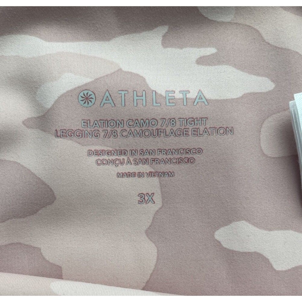Athleta Elation Camo 7/8 Tight Size 3X Camo Lux Pink Yoga Pilates Walking - Picture 4 of 6